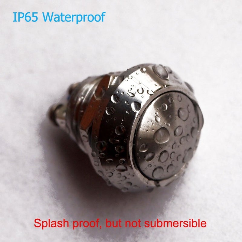 Jufay Momentary Push Button Switch, URTONE UR123, 1NO SPST DC/AC 36V 2A Stainless Steel Metal Shell Suitable for 12mm 1/2" Mounting Hole - Silver - Image 2
